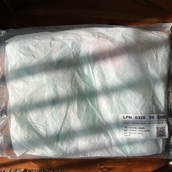 Savage X Fenty Mint Hint Green Puff Daisy Unlined Bustier Set with Bikini Panty - Picture 11 of 16